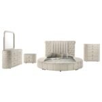 SONYA 5-PIECE UPHOLSTERED QUEEN BEDROOM SET IVORY - Image 2