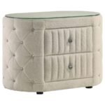 SONYA 2-DRAWER UPHOLSTERED NIGHTSTAND BEDSIDE TABLE IVORY