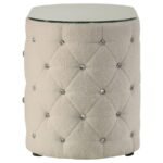 SONYA 2-DRAWER UPHOLSTERED NIGHTSTAND BEDSIDE TABLE IVORY - Image 5