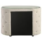 SONYA 2-DRAWER UPHOLSTERED NIGHTSTAND BEDSIDE TABLE IVORY - Image 7