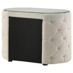 SONYA 2-DRAWER UPHOLSTERED NIGHTSTAND BEDSIDE TABLE IVORY - Image 8