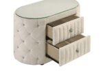 SONYA 2-DRAWER UPHOLSTERED NIGHTSTAND BEDSIDE TABLE IVORY - Image 10