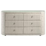 SONYA 6-DRAWER UPHOLSTERED BEDROOM DRESSER IVORY - Image 3