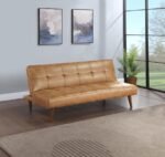JENSON UPHOLSTERED TUFTED CONVERTIBLE SOFA BED SADDLE BROWN - Image 2