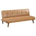 JENSON UPHOLSTERED TUFTED CONVERTIBLE SOFA BED SADDLE BROWN