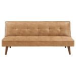 JENSON UPHOLSTERED TUFTED CONVERTIBLE SOFA BED SADDLE BROWN - Image 5