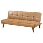 JENSON UPHOLSTERED TUFTED CONVERTIBLE SOFA BED SADDLE BROWN - Image 6