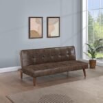 JENSON UPHOLSTERED TUFTED CONVERTIBLE SOFA BED DARK COFFEE - Image 2