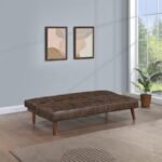 JENSON UPHOLSTERED TUFTED CONVERTIBLE SOFA BED DARK COFFEE - Image 3