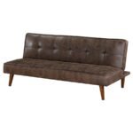 JENSON UPHOLSTERED TUFTED CONVERTIBLE SOFA BED DARK COFFEE - Image 6