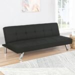 JOEL UPHOLSTERED TUFTED CONVERTIBLE SOFA BED BLACK - Image 2