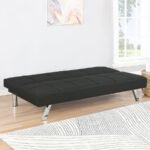 JOEL UPHOLSTERED TUFTED CONVERTIBLE SOFA BED BLACK - Image 3