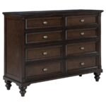 DEVON 5-PIECE QUEEN BEDROOM SET WINE RED AND DARK OAK - Image 7