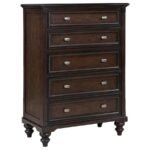 DEVON 5-PIECE QUEEN BEDROOM SET WINE RED AND DARK OAK - Image 11