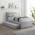 Myles Linen Textured Fabric Upholstered Twin Trundle Bed - Image 2