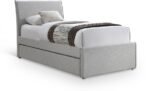 Myles Linen Textured Fabric Upholstered Twin Trundle Bed