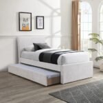 Myles Chenille Fabric Upholstered Twin Trundle Bed - Image 2