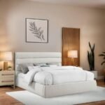 Adam Linen Textured Fabric Upholstered Bed - Image 2