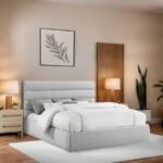 Adam Linen Textured Fabric Upholstered Bed - Image 2