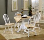 ALLISON 5-PIECE ROUND DROP LEAF DINING TABLE SET WHITE