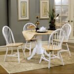ALLISON 5-PIECE ROUND DROP LEAF DINING TABLE SET WHITE