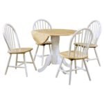 ALLISON 5-PIECE ROUND DROP LEAF DINING TABLE SET WHITE - Image 2