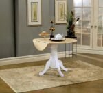 ALLISON ROUND 40-INCH DROP LEAF EXTENSION DINING TABLE WHITE - Image 2