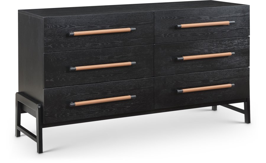 43095.jpg Kaya Oak Veneer And Vegan Leather Handle Dresser - Image 1