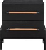 Kaya Oak Veneer And Vegan Leather Handle Night Stand - Image 3