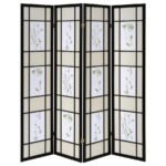 CATABELLA 4-PANEL ROOM DIVIDER FOLDING SHOJI SCREEN FLORAL - Image 4