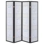 CATABELLA 4-PANEL ROOM DIVIDER FOLDING SHOJI SCREEN FLORAL - Image 5