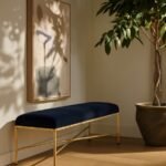 Valley Chenille Fabric Upholstered Bench - Image 2