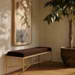 Valley Chenille Fabric Upholstered Bench - Image 2