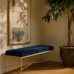 Valley Chenille Fabric Upholstered Bench - Image 2