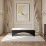 Lawson Velour Fur Fabric Upholstered Bench - Image 2