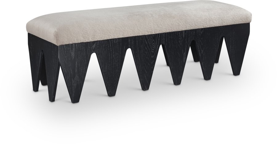 45493.jpg Altair Velour Fur Fabric Upholstered Bench - Image 1