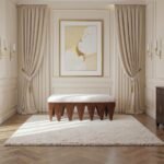 Altair Velour Fur Fabric Upholstered Bench - Image 2