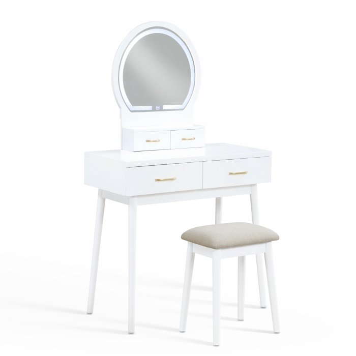 4565WH_noBG_side__l.jpg 4565WH Dressing Table with Mirror - Image 1