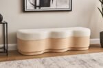Savoy Velour Fur Fabric Upholstered Bench - Image 2
