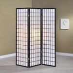 CARRIE 3-PANEL ROOM DIVIDER FOLDING SHOJI SCREEN BLACK - Image 2