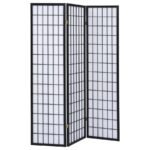 CARRIE 3-PANEL ROOM DIVIDER FOLDING SHOJI SCREEN BLACK
