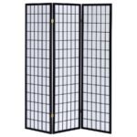 CARRIE 3-PANEL ROOM DIVIDER FOLDING SHOJI SCREEN BLACK - Image 3