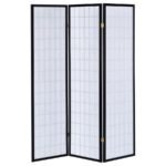 CARRIE 3-PANEL ROOM DIVIDER FOLDING SHOJI SCREEN BLACK - Image 5