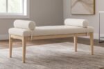 Priscilla Linen Textured Fabric Upholstered Bench - Image 2