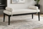 Priscilla Linen Textured Fabric Upholstered Bench - Image 2