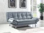 DILLESTON UPHOLSTERED TUFTED CONVERTIBLE SOFA BED GREY - Image 2