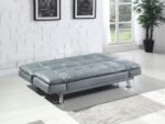 DILLESTON UPHOLSTERED TUFTED CONVERTIBLE SOFA BED GREY - Image 3