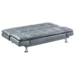 DILLESTON UPHOLSTERED TUFTED CONVERTIBLE SOFA BED GREY - Image 4
