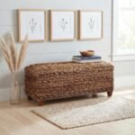 LAUGHTON HAND-WOVEN BANANA LEAF STORAGE BENCH AMBER - Image 2