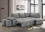 ROANNE FABRIC UPHOLSTERED SLEEPER SECTIONAL SOFA GREY - Image 4